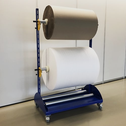 Folienwagen "Folien-Felix" ein mobiler Abrollständer für Kartonverpackungen oder Folie