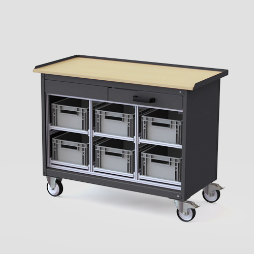 Kommissionswagen "Montage-Manfred" mit ausziehbaren Schubladen für Euroboxen